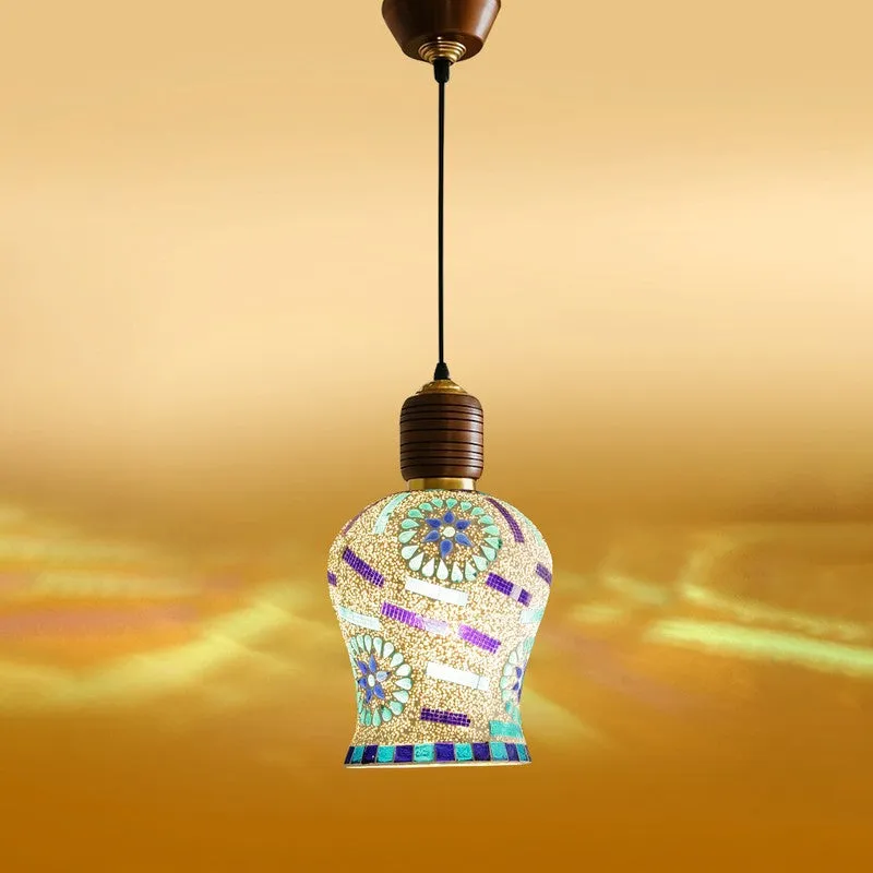 Mosaic Petal Pendant Wooden Ceiling Lamp media 7