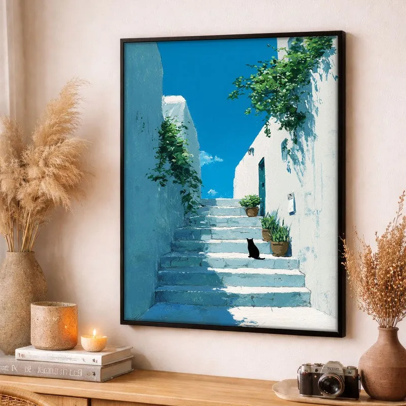 European Alley Canvas Wall Painting - Black Frame media 3