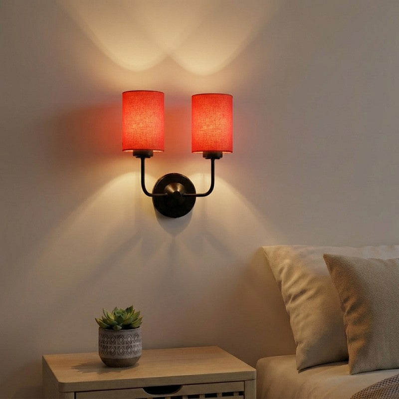 OrganicGlow Twin Cotton Wall Lamp - Orange