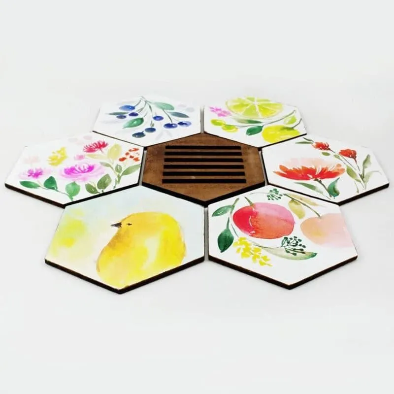 Xeno Flora Handpainted Coaster - Set Of Six media 4