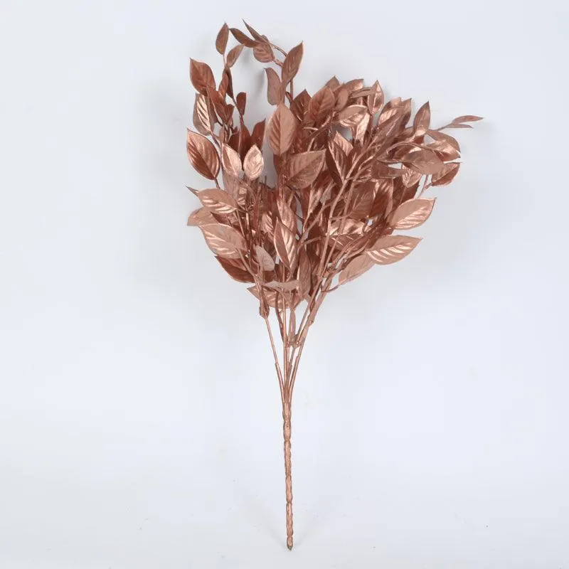 Faux Glitter Leaf Bunch (Copper) - Set Of Two media 4