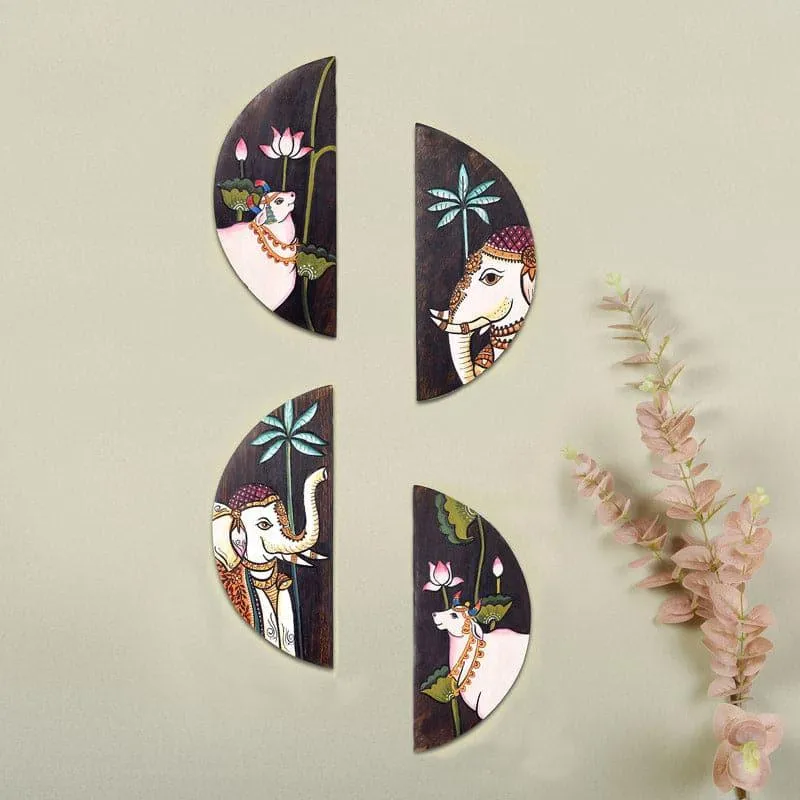 Pichhwai Pulse Wooden Wall Accent - Set Of Four media 1