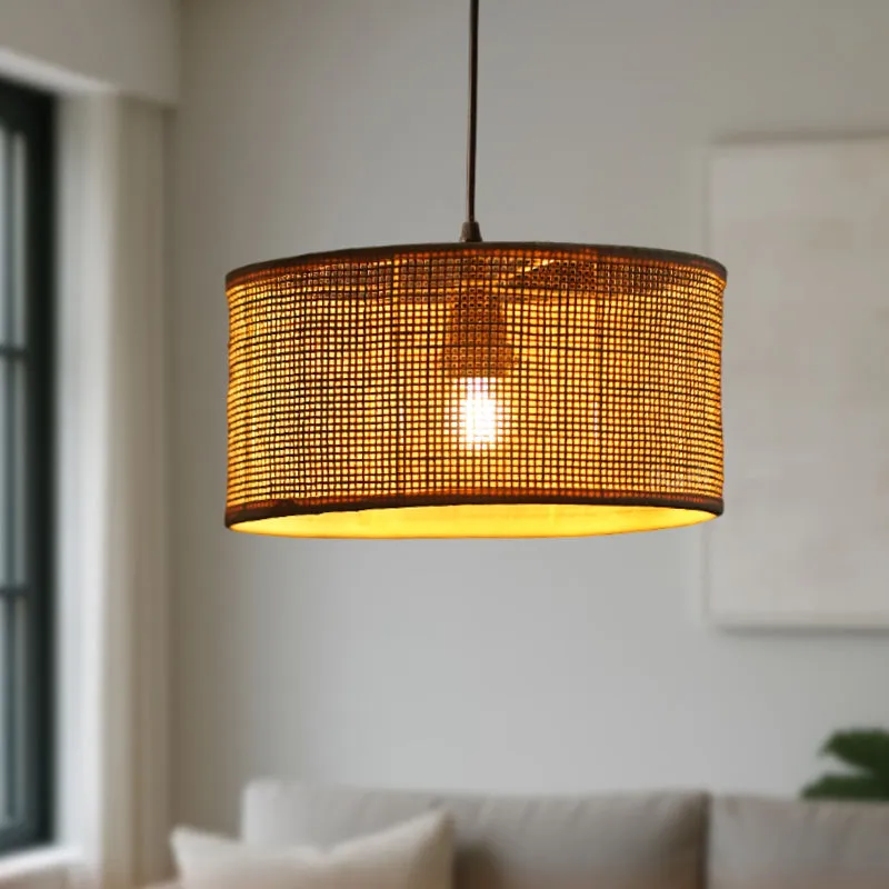 Lume Ray Rattan & Metal Ceiling Lamp media 1