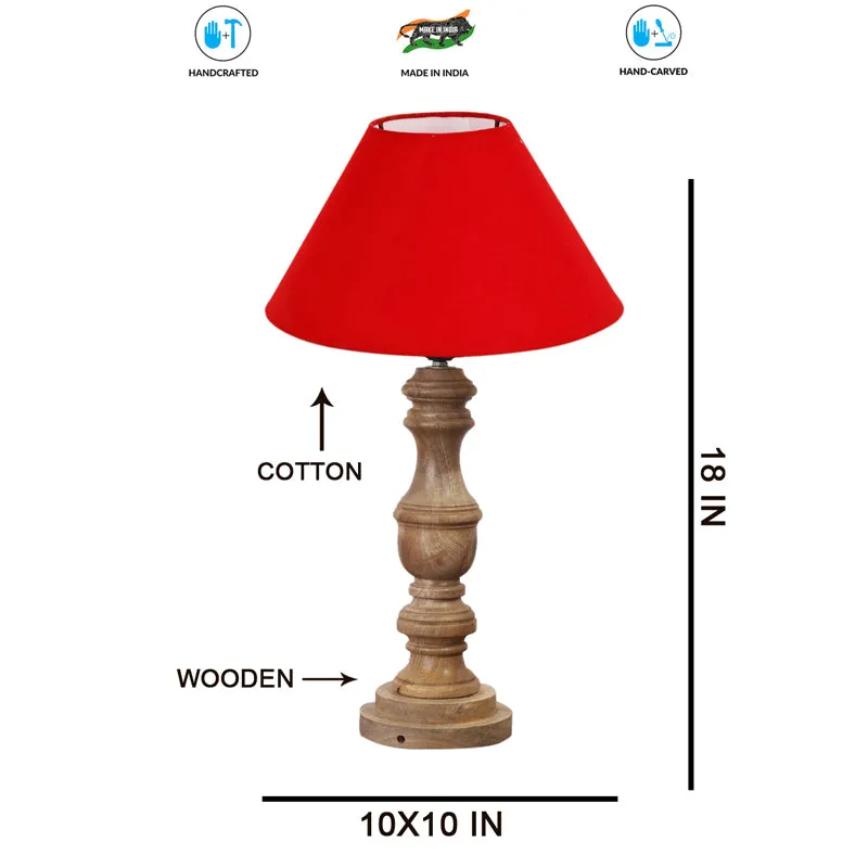 Cotin II Carve Wooden Table Lamp - Red,Brown media 7