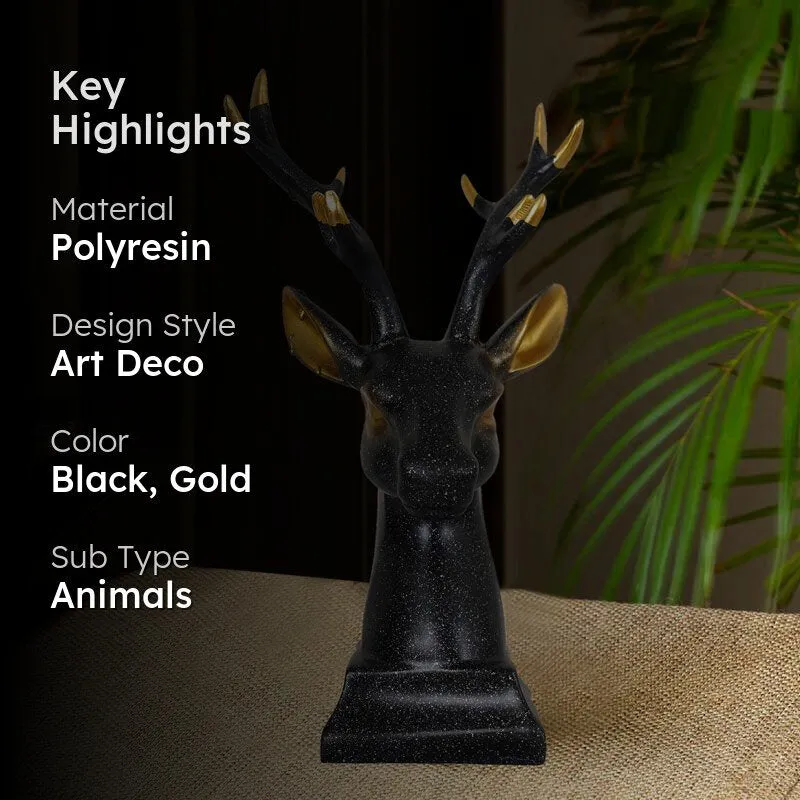 Gilded Stag Painted Polyresin Show Piece - Black media 2