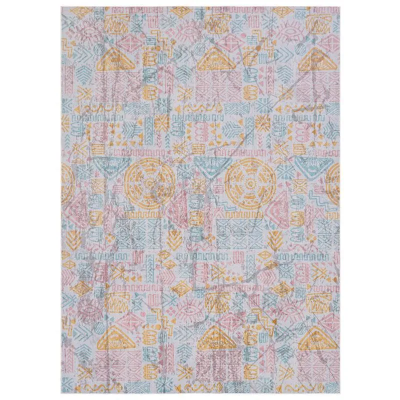 Gildor Abstract Polyester Anti-Skid Carpet - Grey & Yellow media 1