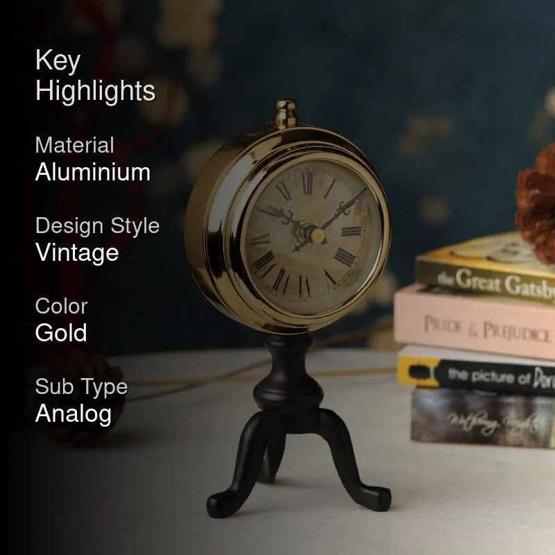 Bastien Table Clock - Gold & Black media 2