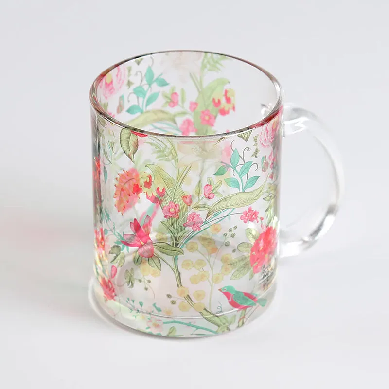 India Circus Vine Blooms Glass Mug With Coaster (325 mL Each) - Four Piece Set media 5