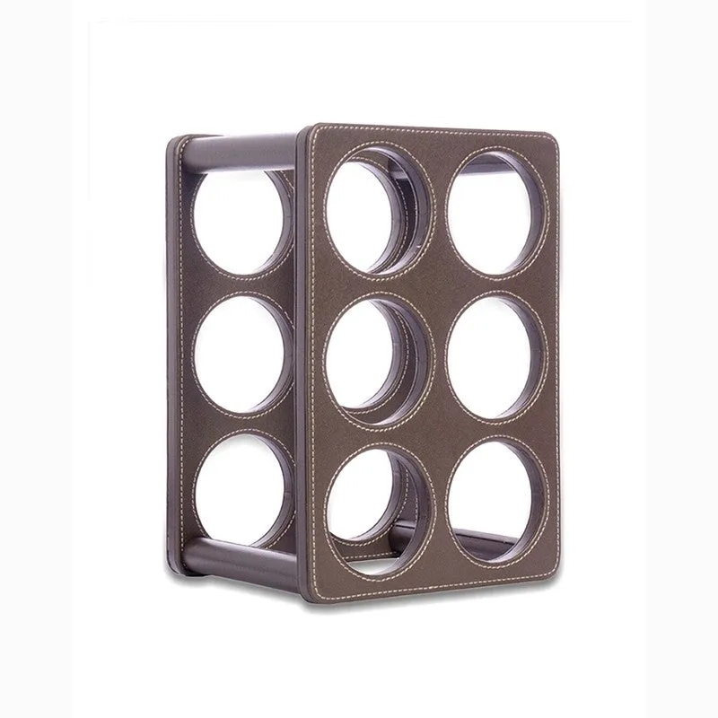 AarviDecor Urban Vault Faux Leather Wine Rack - Brown media 3