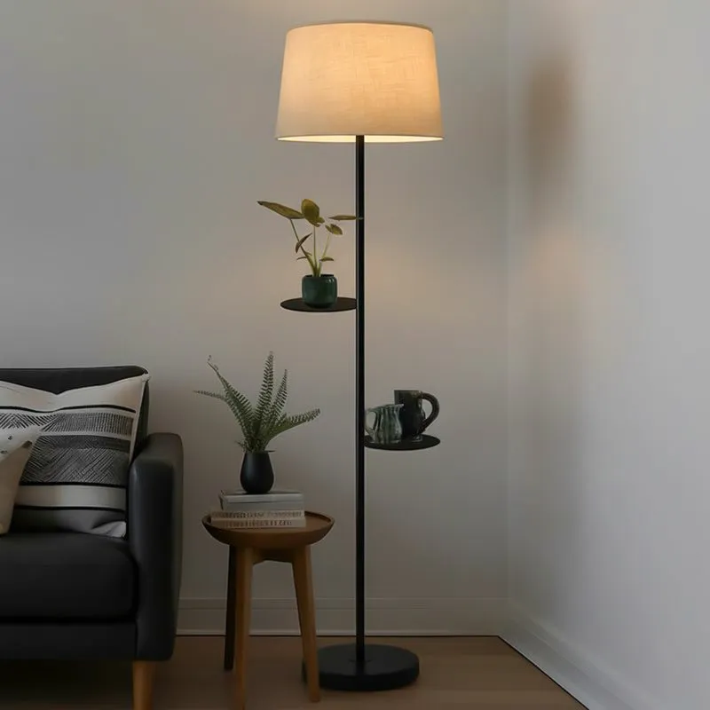 Elfin Floor Lamp With Shelf - Ivory media 1