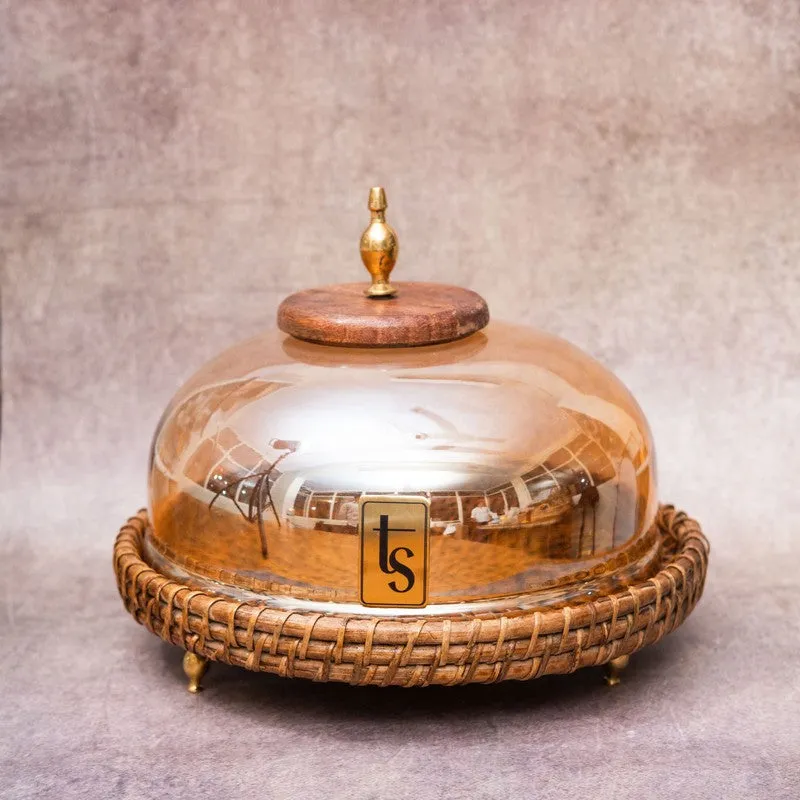 Crystal Cover Glass Dome Wooden Cake Stand media 5