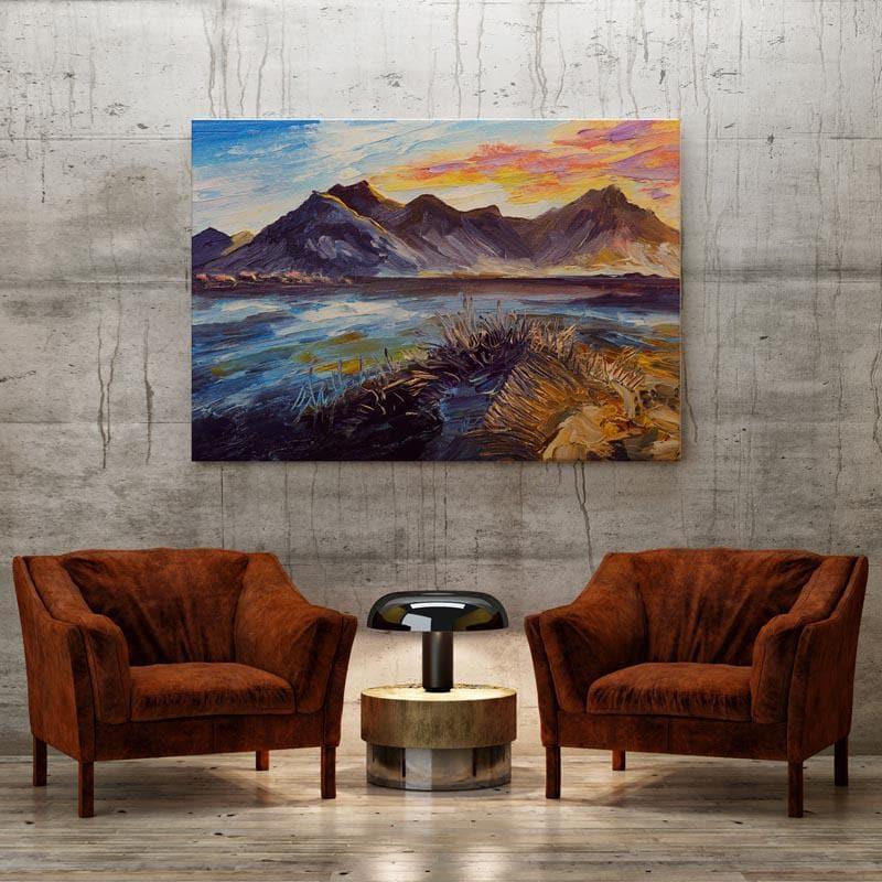 Pink Sunset Canvas Wall Painting - Gallery Wrap