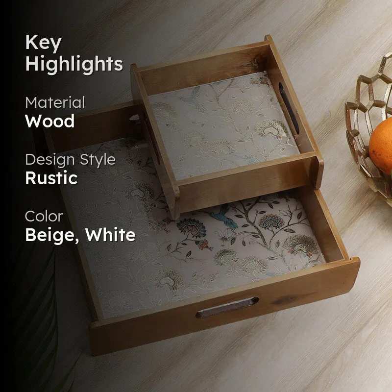 Blossom Glow Wooden Serving Tray - Set of Two media 2