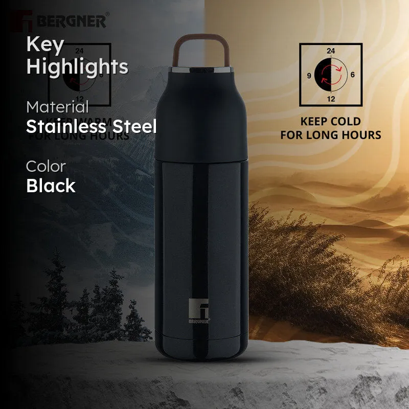 Bergner Walking Aquazest Thermosteel Hot And Cold Flask (Black) - 350 mL media 2
