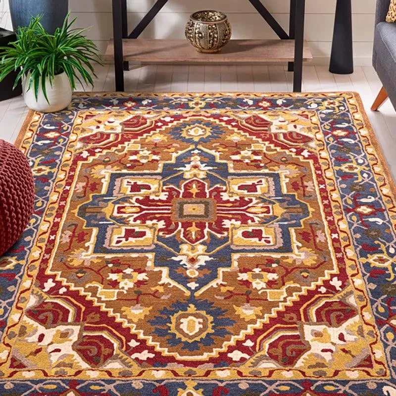 Pavati Hand Tufted Ethnic Wool & Nylon Carpet - Rust Red media 7