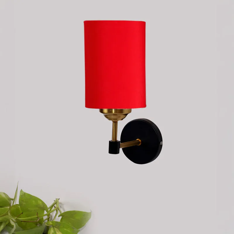 Sienna Sleek Steel & Cotton Wall Lamp - Red media 3