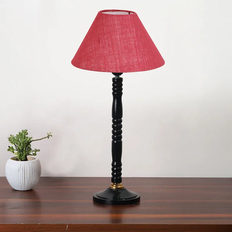 Loft Gleam Table Lamp With Carved Wooden Base - Red,Black media 3