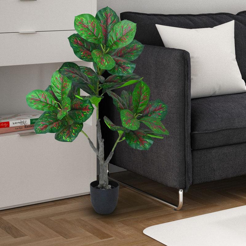 Faux Everlasting Aglaonema Plant With Black Plastic Pot - 95 cm (3.1 ft) media 3