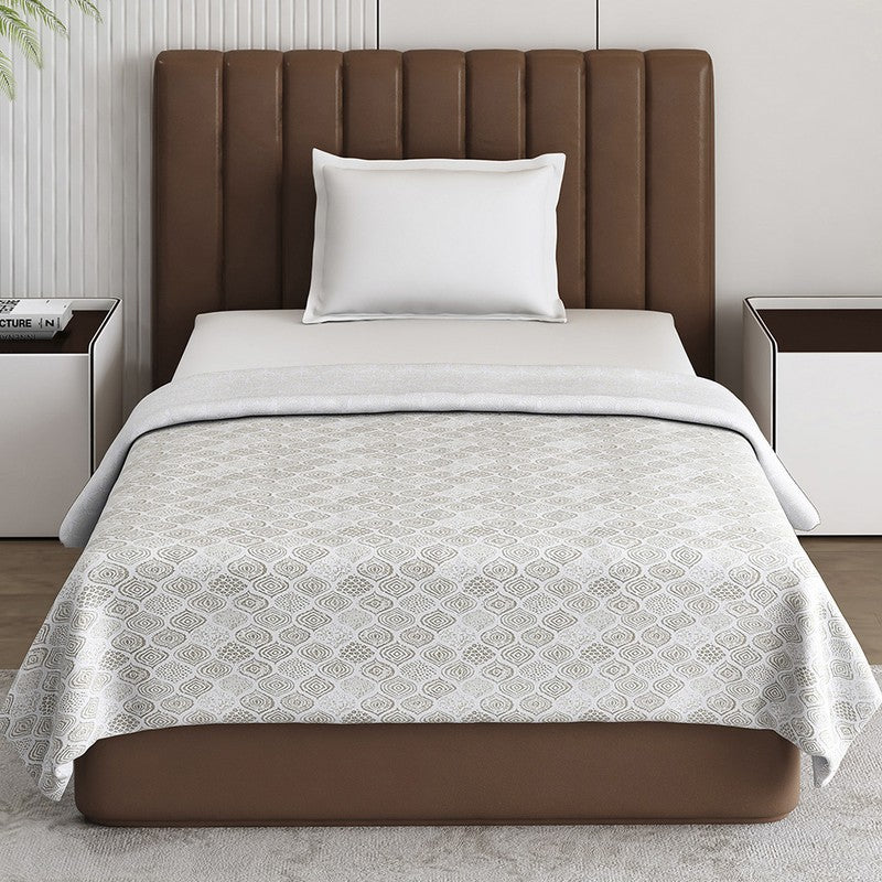 Monte Carlo Desiora Motif Print Polycotton Reversible Dohar (Light Grey) - 150 GSM media 4