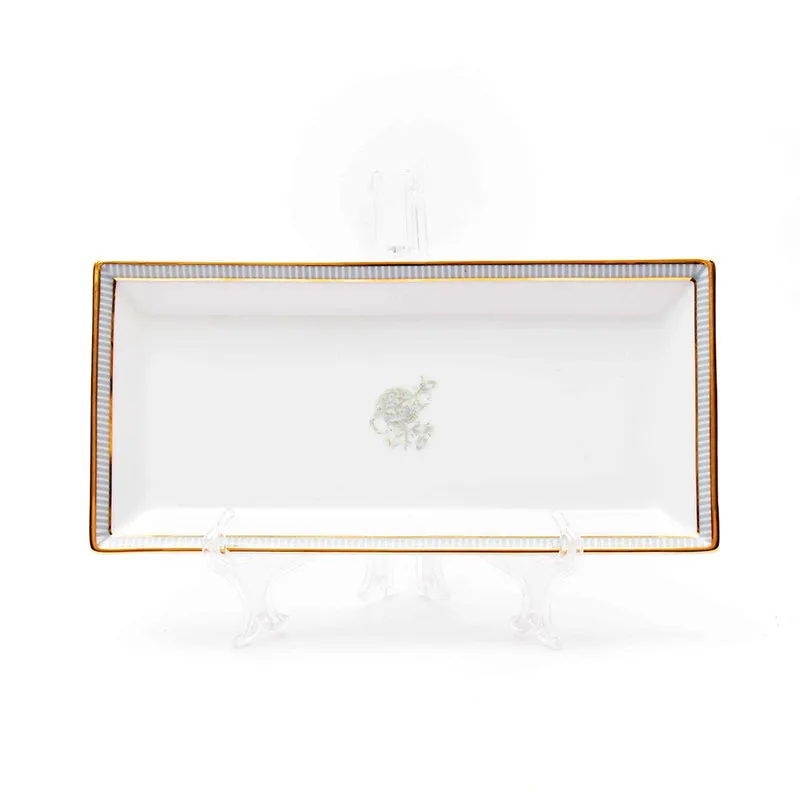 Gilded Iris Porcelain Platter - Grey media 2