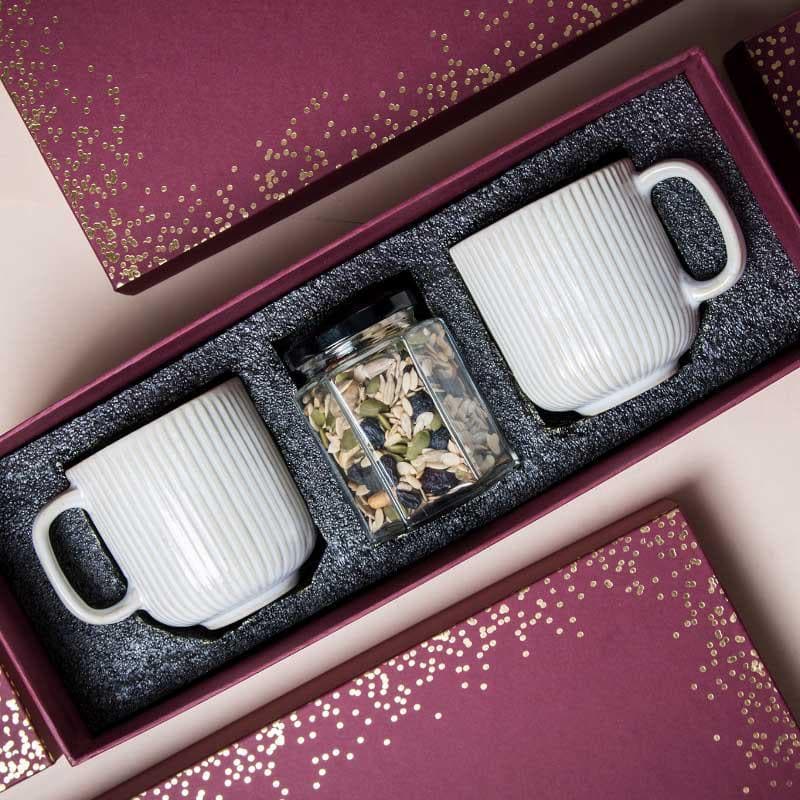 Whisker Stripes Ivory Mug Gift Box - Set Of Three media 3