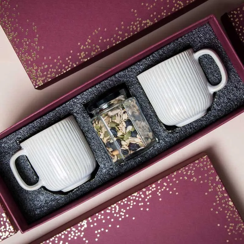 Whisker Stripes Ivory Mug Gift Box - Set Of Three media 3