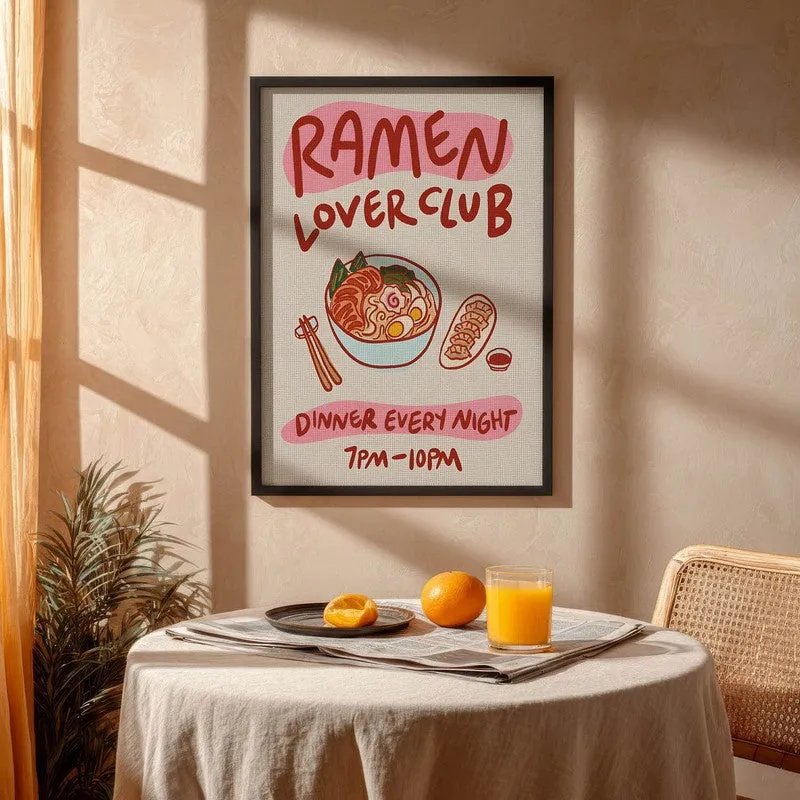 Ramen Club Archival Canvas Wall Art - Black media 4