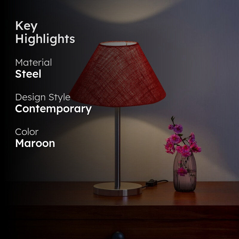 Noctra Luxe Glow Metal Table Lamp - Maroon media 2
