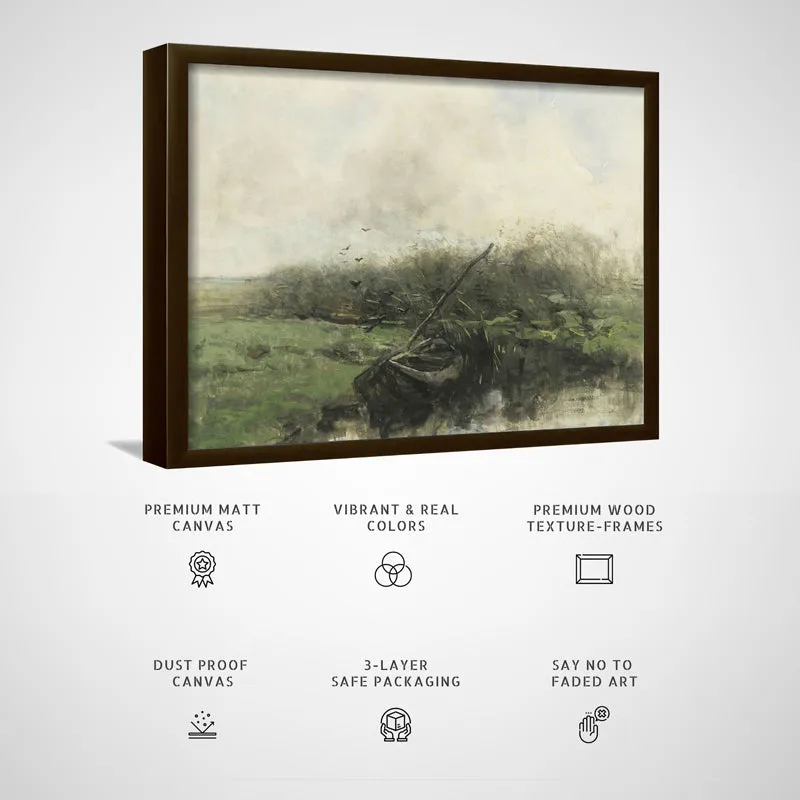 Misty Lakeside Wood Wall Art With Frame - Black media 5