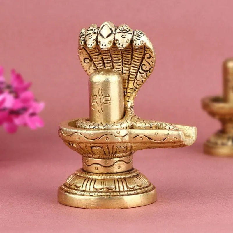 Shivling With Naga Brass Idol media 1