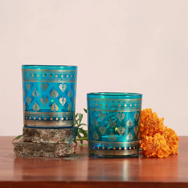 Manga Motif Glass Candle Holder - Set Of Two media 1