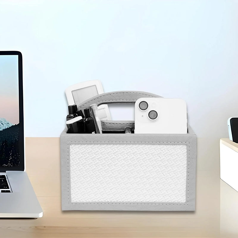 Savene Faux Leather Desk Organiser - Grey media 4