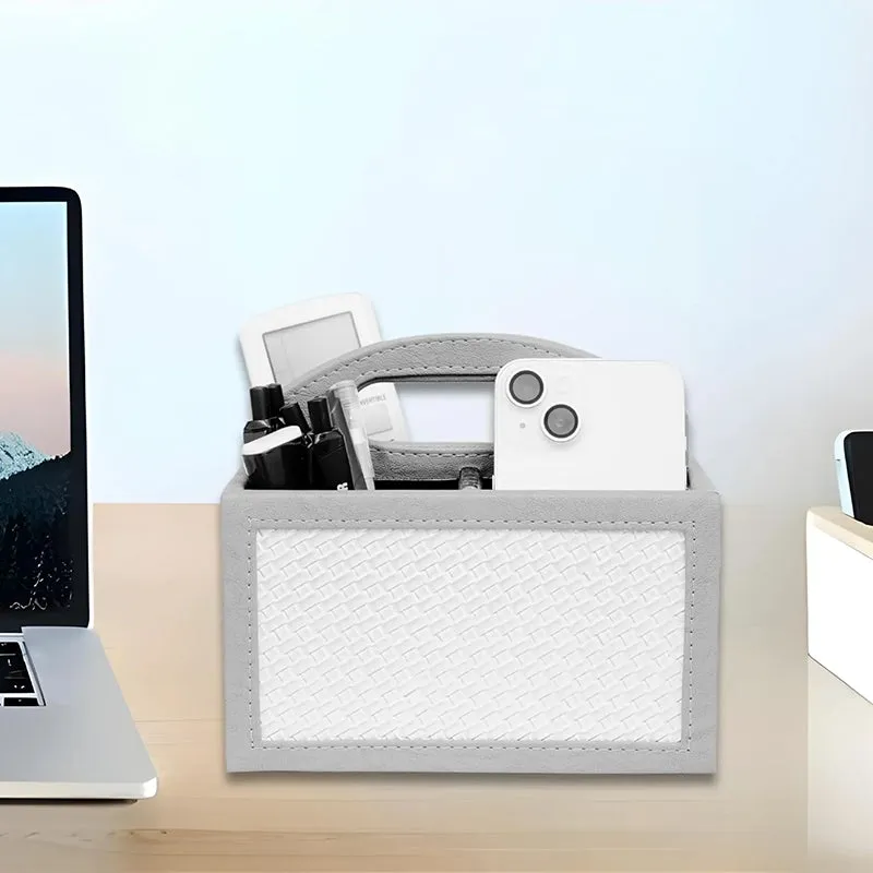 Savene Faux Leather Desk Organiser - Grey media 4