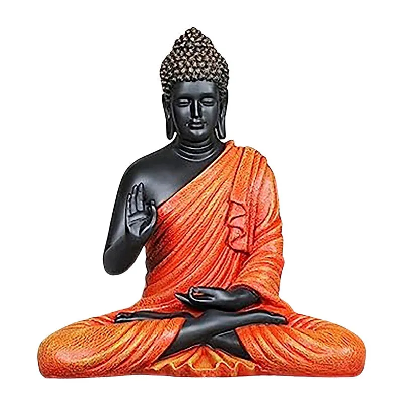 Divine Stillness Buddha Marble Idol - Orange media 5