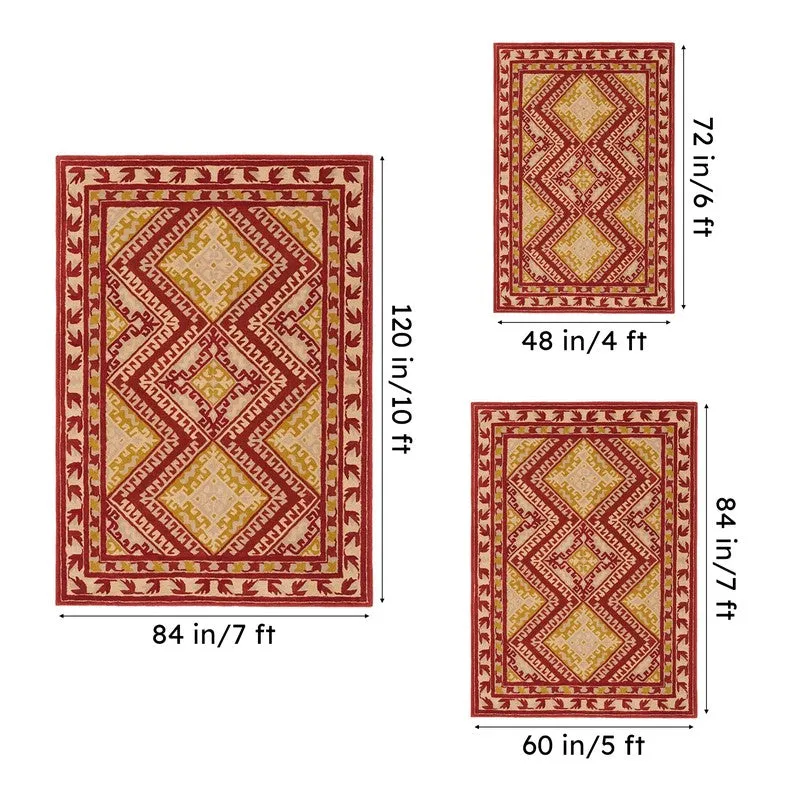 Loreth Hand Tufted Ethnic Wool & Nylon Carpet - Maroon media 15