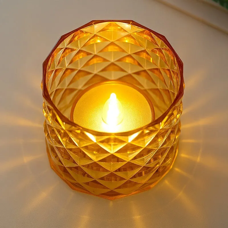 IllumiCraft Multi Design Tea Light Holders (Yellow) - Set Of Two media 3