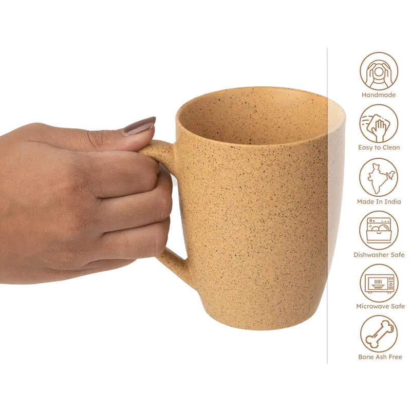 Sip & Style Ceramic Coffee Mug (Mustard Yellow/300 mL Each) - Set Of Six media 6