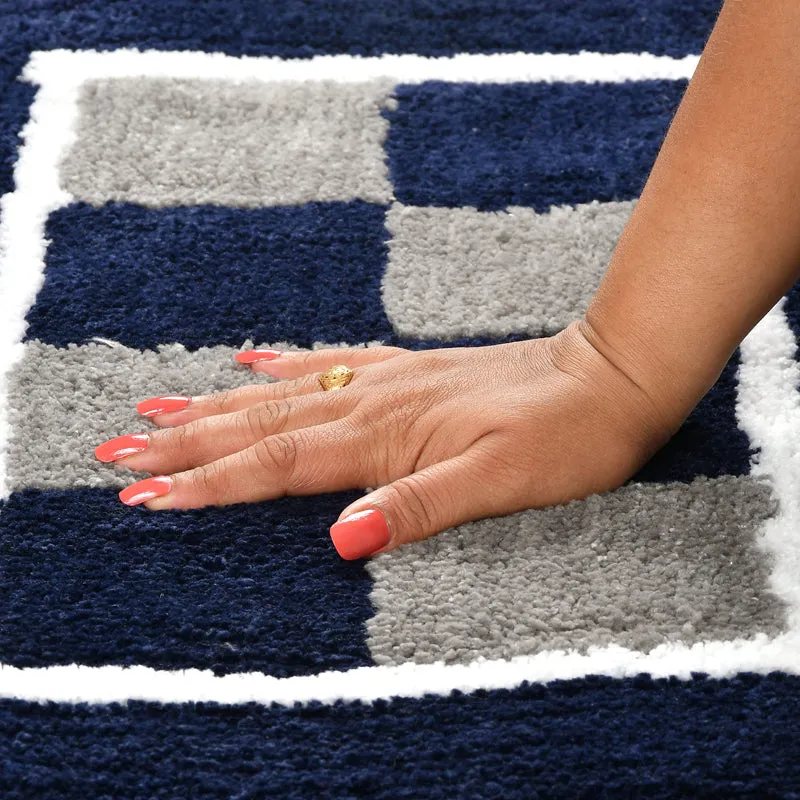 Zerix Cotton Bath Mat - Blue & White media 8