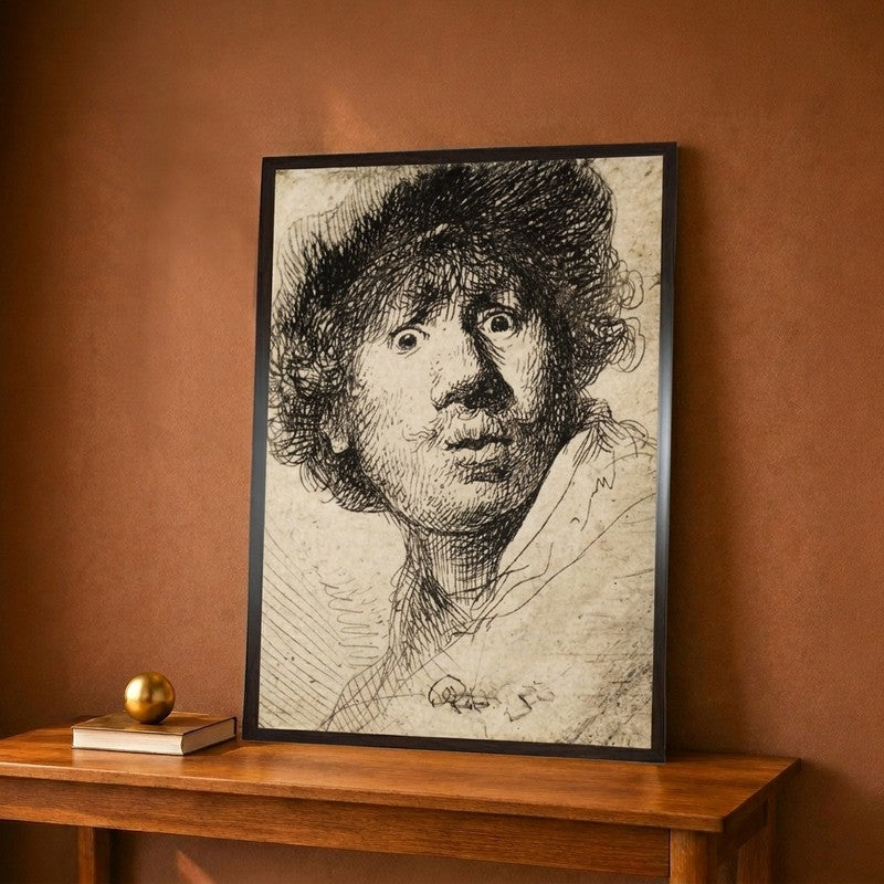 Self Portrait 1630 Etching Canvas Wall Painting - 9 x 12 Inches
