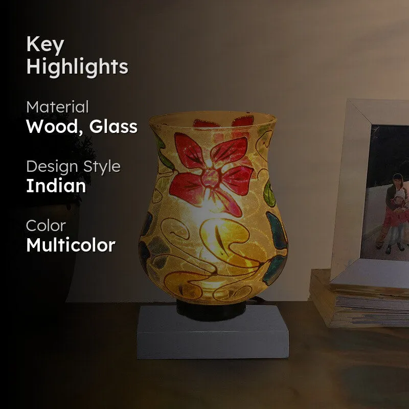 Auralix Mosaic Glass Table Lamp With Wooden Base - Multicolor media 2