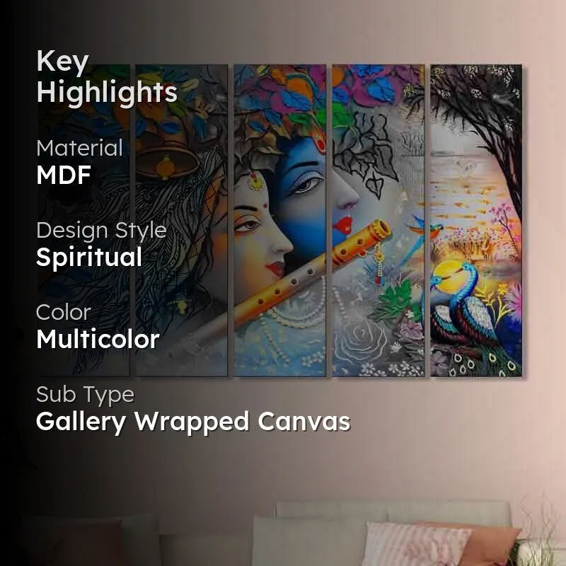 Radha Krishna Wall Art - Five Piece Set media 2