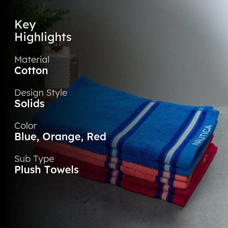 Nautica Dove Dual Down Cotton Hand Towel (Blue,Coral & Red) - Set Of Six media 2