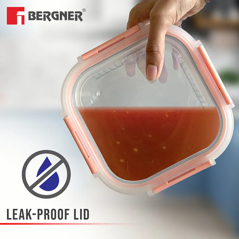 Bergner Glass Vault Airtight Glass Tiffin Box (Peach) - 800 mL media 5
