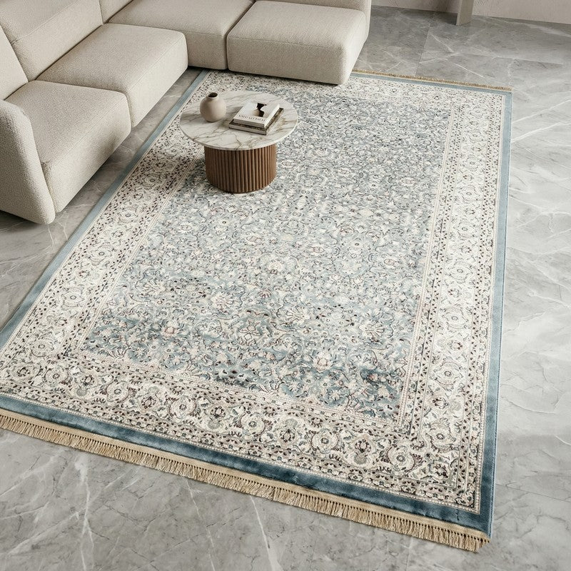 Kashira Art Silk Carpet - Light Blue - 5 x 8 ft