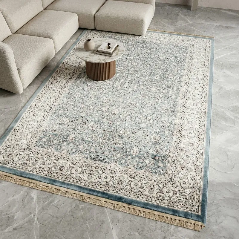 Kashira Art Silk Carpet - Light Blue media 3