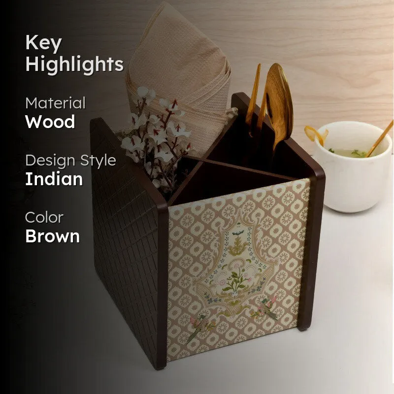 Golden Metallic Cutlery Stand media 2