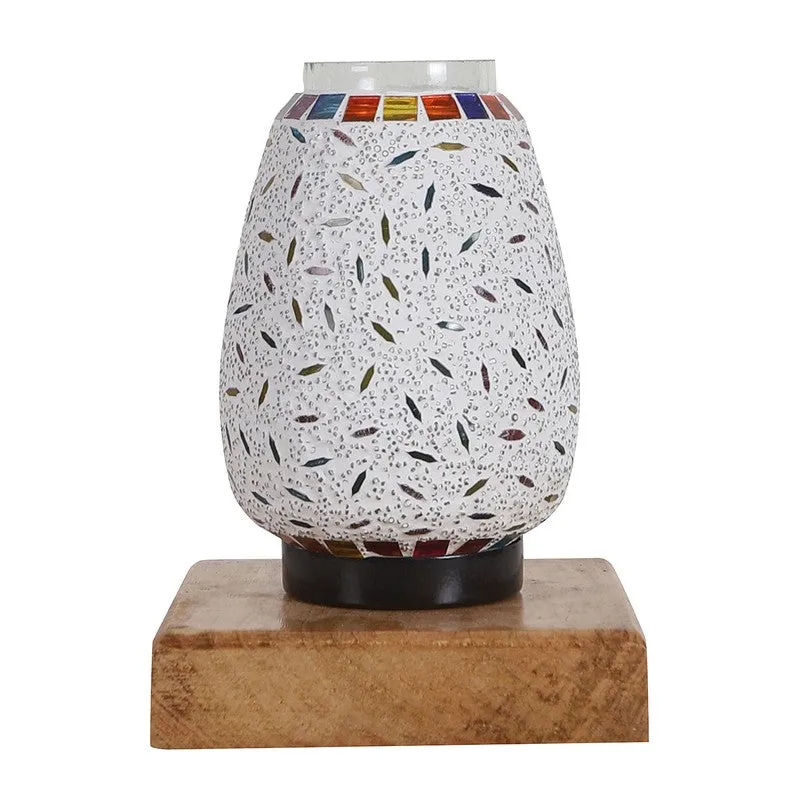 Aurvia Glass Table Lamp With Wooden Base - Multicolor media 5