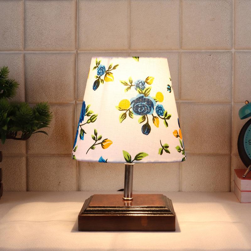 Niksha Blue Fleur Fabric Table Lamp - Multicolor