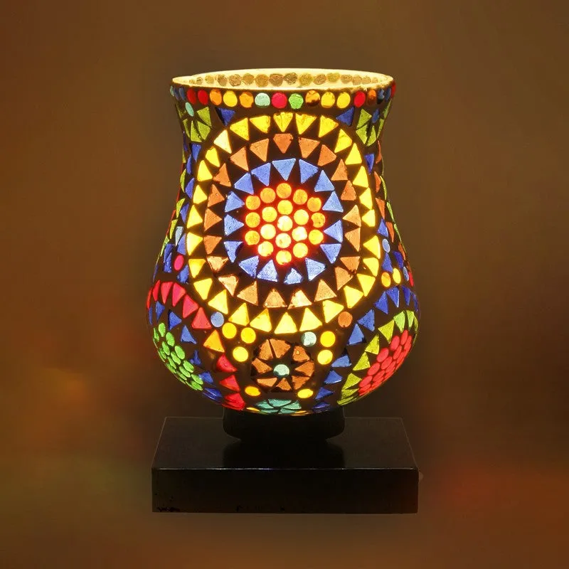 Clarent Mosaic Glass Table Lamp With Wooden Base - Multicolor media 8