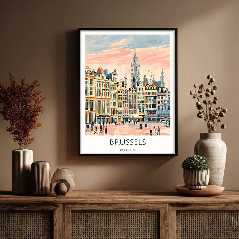 Vintage Brussels Framed Canvas Wall Painting media 3